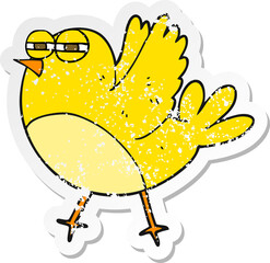 retro distressed sticker of a cartoon bird
