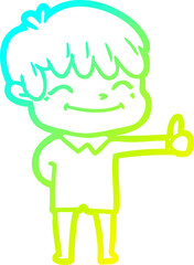 Obraz premium cold gradient line drawing of a cartoon happy boy