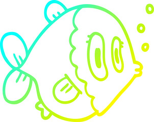 cold gradient line drawing of a cartoon fish