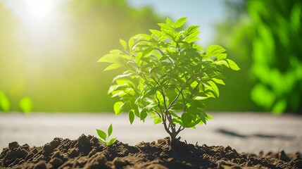 plant in the ground eco friendly concept 