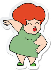 sticker of a cartoon woman making hand gesture