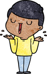 cartoon happy boy with no worries