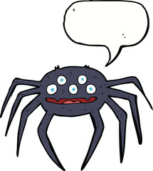 cartoon halloween spider with speech bubble