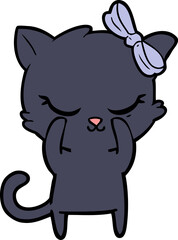 cute cartoon cat with bow