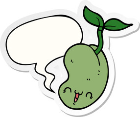 cute cartoon seed sprouting with speech bubble sticker