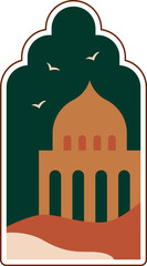 Oriental Arch With Buildings Landscape