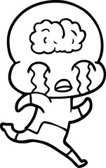 cartoon big brain alien crying
