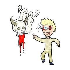 cartoon man haunted by ghost