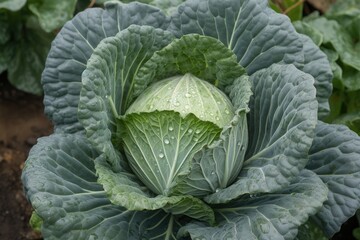 ripe heads of white cabbage in the beds