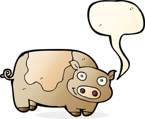 cartoon pig with speech bubble