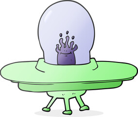 freehand drawn cartoon flying saucer