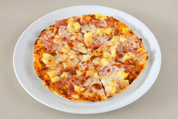 Delicious mixed pizza with rich content. Menu concept of choice and diversity. Karisik pizza