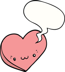 cartoon love heart with face with speech bubble