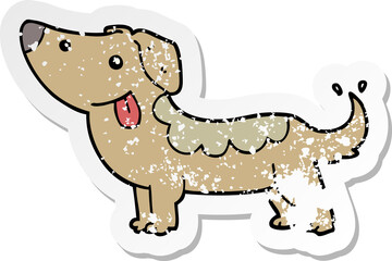 distressed sticker of a cartoon dog