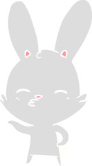 Fototapeta na wymiar curious bunny flat color style cartoon