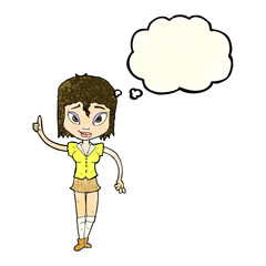 cartoon woman making point with thought bubble