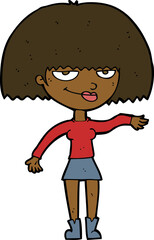 cartoon smug woman making dismissive gesture