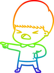 rainbow gradient line drawing of a cartoon stressed man