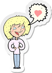 sticker of a cartoon woman in love