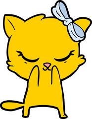 cute cartoon cat with bow