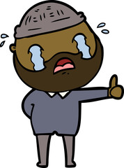 Fototapeta premium cartoon bearded man crying