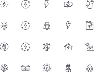 Energy concept. Collection of modern high quality РРР line icons. Editable stroke. Premium linear symbol for web sites, flyers, banners, online shops and companies.