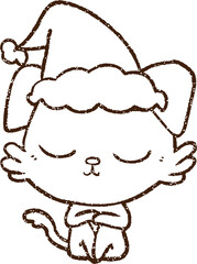 Christmas Cat Charcoal Drawing