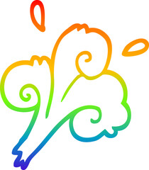 rainbow gradient line drawing of a cartoon water waves