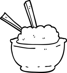 line drawing cartoon bowl of rice