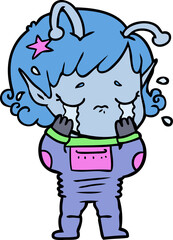 cartoon crying alien girl