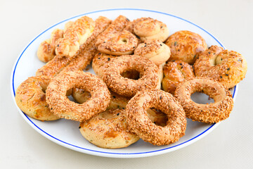 Turkish homemade sweet and savory cookies .Tatli tuzlu kurabiye. Kuru pasta