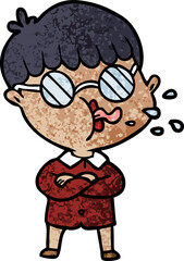 Obraz premium cartoon boy wearing spectacles