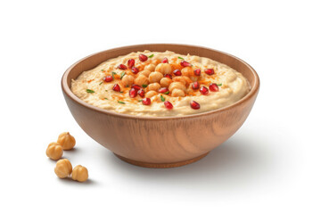 Chickpea hummus isolated on white background. AI generative.