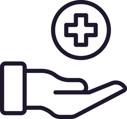 Fototapeta premium Single line icon of medical cross High quality vector illustration for design, web sites, internet shops, online books etc. Editable stroke in trendy flat style isolated on white background