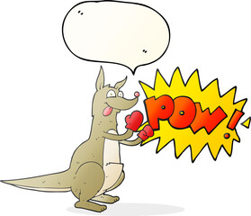 freehand drawn speech bubble cartoon boxing kangaroo