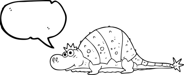 freehand drawn speech bubble cartoon dinosaur
