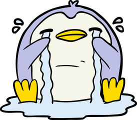 cartoon crying penguin