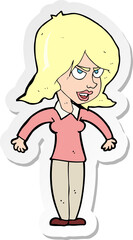 sticker of a cartoon mean woman