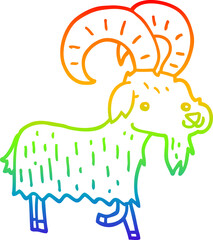 rainbow gradient line drawing of a cartoon goat