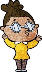 cartoon woman wearing glasses