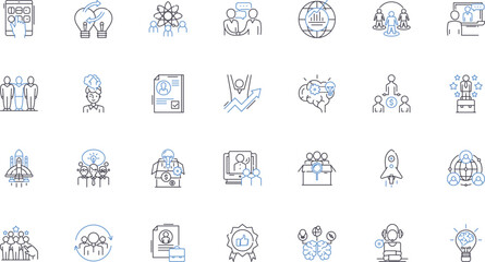 Creative venture line icons collection. Innovation, Artistry, Imagination, Ingenuity, Inspiration, Creativity, Originality vector and linear illustration. Vision,Expressiveness,Resourcefulness outline