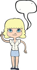 cartoon woman with idea with speech bubble