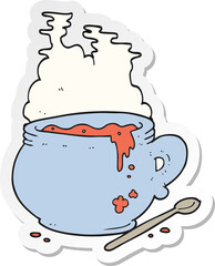 sticker of a cartoon bowl of soup