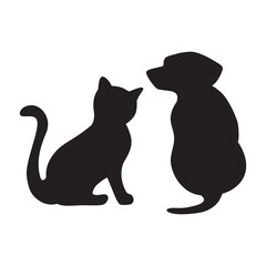 black dog with a cat