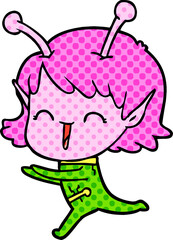 cartoon alien girl laughing