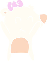 female polar bear flat color style cartoon