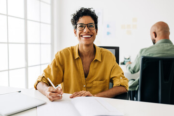 Black business woman working in an accounting firm