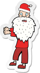sticker of a cartoon man in santa hat