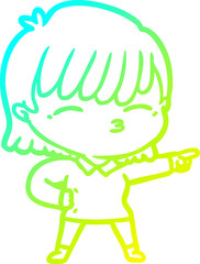 Fototapeta premium cold gradient line drawing of a cartoon woman