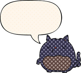 cartoon cat with speech bubble in comic book style